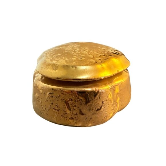 MCM Kingwood Ceramics Trinket Box 22K Weeping Gold Regency Vanity Dish VTG USA - Picture 13 of 15